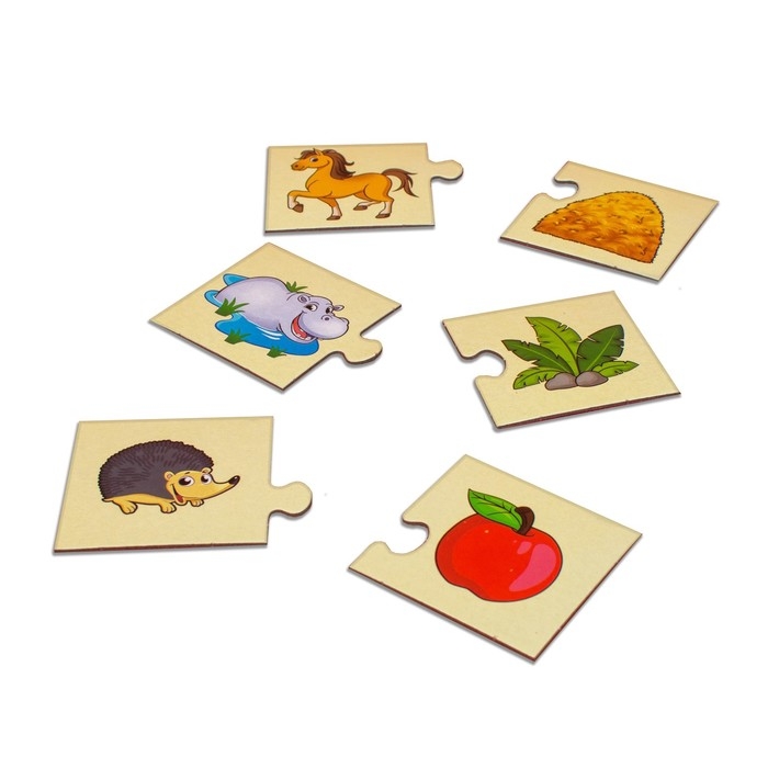 Парные пазлы &laquo;Кто что ест?&raquo;, 12 пазлов, 24 детали