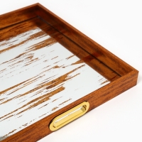 Поднос пластиковый прямоугольный с зеркалом &laquo;Штрихи&raquo;, 37 х 37 х 4,5 см сервировочный