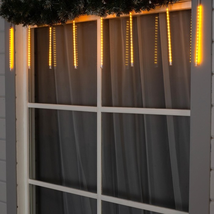 Гирлянда «Сосульки» 2.5 × 0.3 м, IP65, прозрачная нить, 192 LED, свечение жёлтое с эффектом стекания, 12 В Гирлянда «Сосульки» 2.5 × 0.3 м, IP65, прозрачная нить, 192 LED, свечение жёлтое с эффектом стекания, 12 В