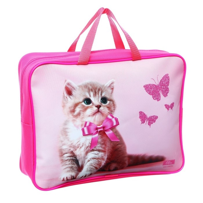 Папка с ручками текстильная А4, 350 х 270 х 100 мм, Calligrata TOP Папка с ручками текстильная А4, 350 х 270 х 100 мм, Calligrata TOP "Милый котик"