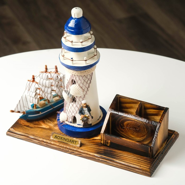 Набор настольный &laquo;Маяк&raquo;: подставка для ручек, визитница, 14 х 30 х 27 см