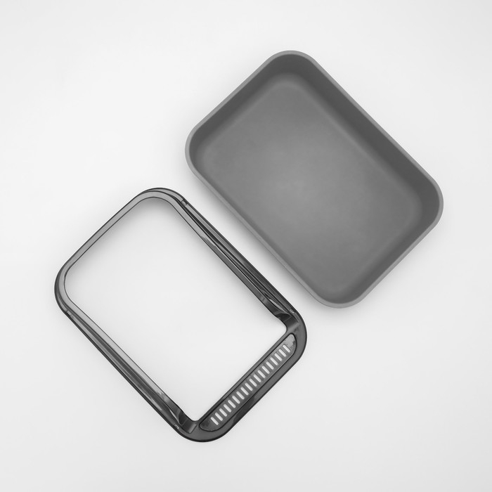 Туалет с прозрачными бортами с совком и фильтром, 50 х 34 х 18 см, коричневый