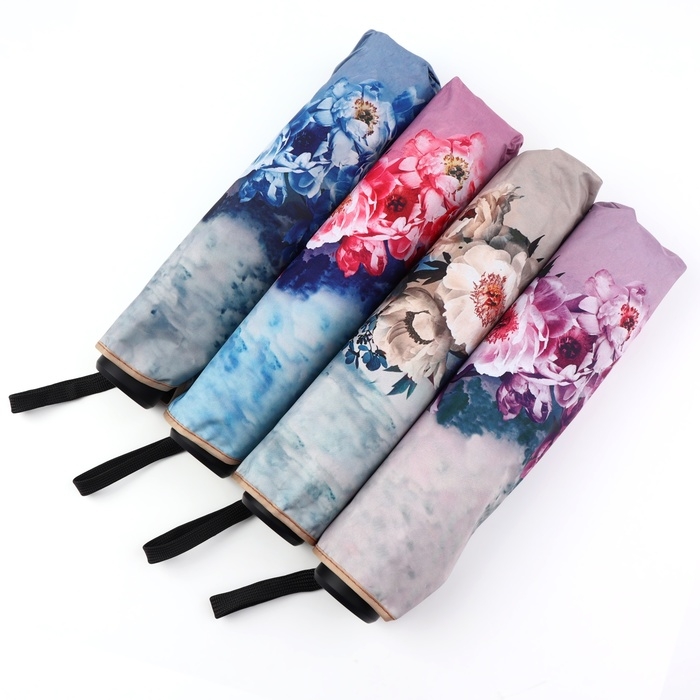 Зонт механический &laquo;Вдохновение&raquo;, эпонж, 4 сложения, 8 спиц, R = 48/55 см, D = 110 см, цвет МИКС