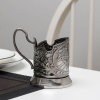 Подстаканник &laquo;Тройка&raquo;, d=72 мм, никелированный, с чернением