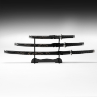 Сув. изделие катаны 3в1 на подставке, ножны дерево, дракон черные 52/78/98см