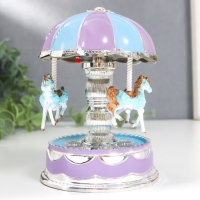 Сувенир музыкальный механический свет "Карусель - кони" голубая 10,5х10,5х15 см Сувенир музыкальный механический свет "Карусель - кони" голубая 10,5х10,5х15 см
