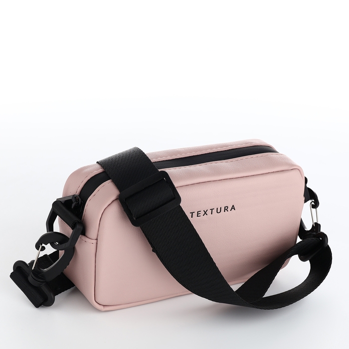 Сумка женская на молнии, TEXTURA, маленький размер, длинный ремень, цвет розовый Сумка женская на молнии, TEXTURA, маленький размер, длинный ремень, цвет розовый