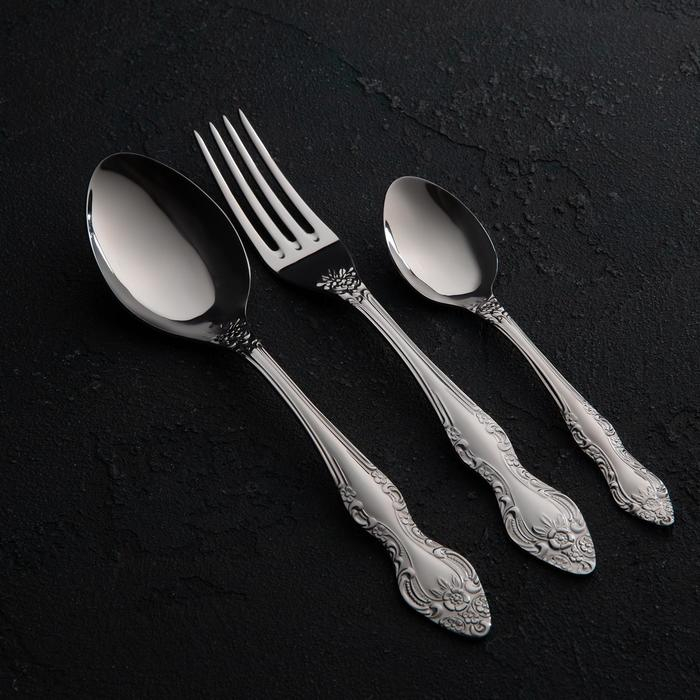 Набор столовых приборов &laquo;Тройка&raquo;, 36 предметов, толщина 2 мм, декоративная коробка, цвет серебряный