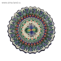 Тарелка Риштанская Керамика "Цветы", синяя, рельефная, 15 см Тарелка Риштанская Керамика "Цветы", синяя, рельефная, 15 см