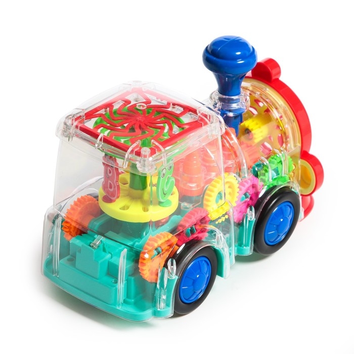 Паровоз «Шестерёнки», световые и звуковые эффекты, работает от батареек Паровоз «Шестерёнки», световые и звуковые эффекты, работает от батареек