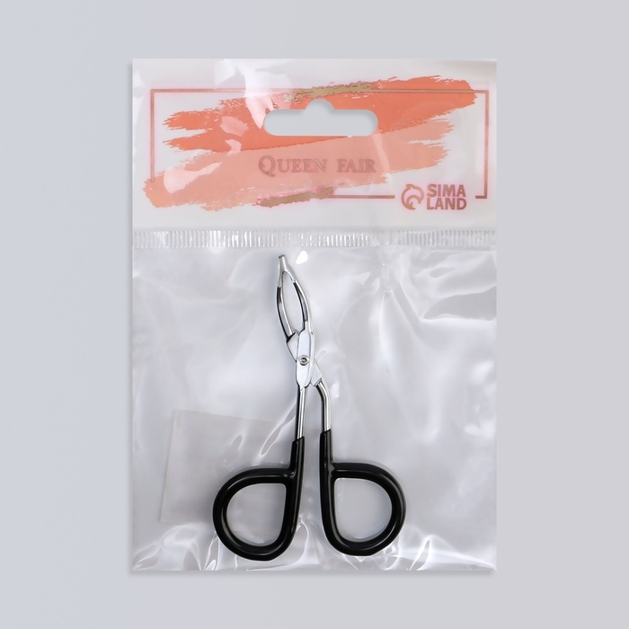 Пинцет в форме ножниц, прорезиненные ручки, 8 см, на блистере, цвет чёрный/серебристый