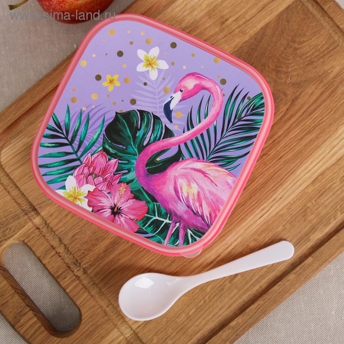 Ланч-бокс с ложкой &laquo;Фламинго&raquo;, 400 мл