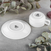 Чайная пара фарфоровая Wilmax Stella, 2 предмета: чашка 220 мл, блюдце d=15 см, цвет белый