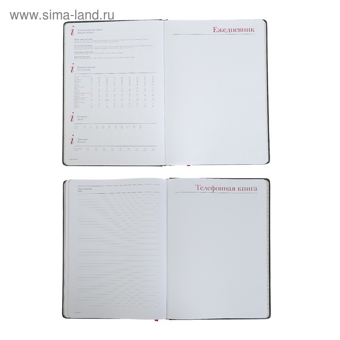 Ежедневник недатированный А4, 136 листов Sidney Nebraska, твёрдая обложка, искусственная кожа, золотой срез, ляссе, зелёный