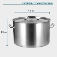 Кастрюля из нержавеющей стали Hanna Knovell, 47 л, d=45 см, h=28 см, толщина стенки 1 мм, металлическая крышка Кастрюля из нержавеющей стали Hanna Knovell, 47 л, d=45 см, h=28 см, толщина стенки 1 мм, металлическая крышка