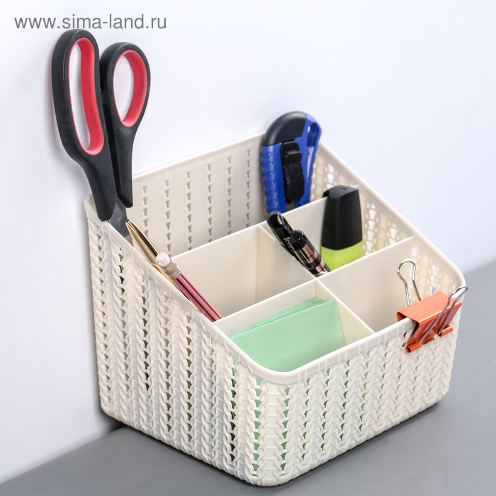 Органайзер &laquo;Вязание&raquo;, 5 секций, цвет белый ротанг