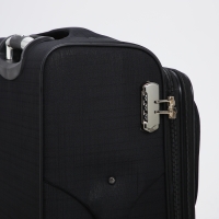 Чемодан большой 95 л (L), отдел на молнии, с расширением, кодовый замок, 4 колеса, 2 наружных кармана, цвет чёрный