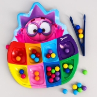 Сортер &laquo;Смешарики: Весёлые бусинки&raquo;, 8 цветов, с пинцетом, по методике Монтессори