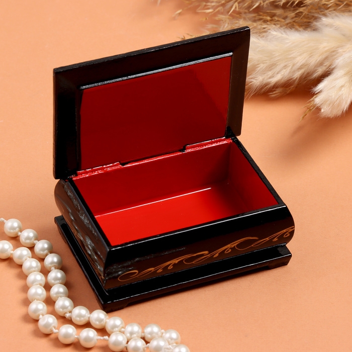 Шкатулка «Ангел с котенком», черная, 6×9 см, лаковая миниатюра Шкатулка «Ангел с котенком», черная, 6×9 см, лаковая миниатюра