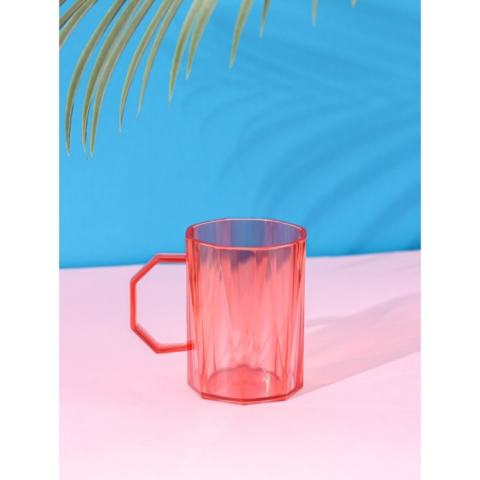 Кружка пластиковая Доляна &laquo;Витраж&raquo;, 350 мл, цвет красный