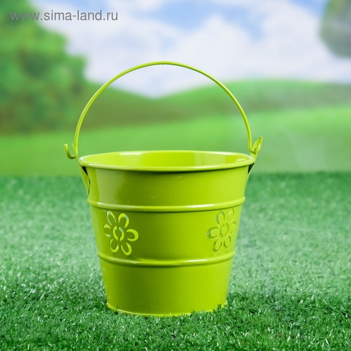 Кашпо Кашпо "Ведерко Леви" зеленое, 10х10х10см