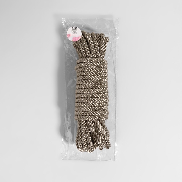 Шнур витой, d = 8 мм, 9 &plusmn; 1 м, цвет светло-серый