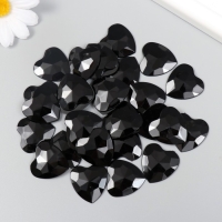 Декор для творчества пластик "Стразы сердце. Полночь" набор 30 шт 2,5х2,5 см