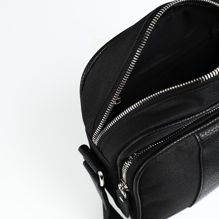 Сумка мужская через плечо TEXTURA, искусственная кожа, цвет чёрный