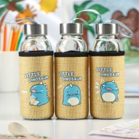 Бутылка для воды стеклянная в чехле «Дино», 300 мл, h=17 см, рисунок МИКС Бутылка для воды стеклянная в чехле «Дино», 300 мл, h=17 см, рисунок МИКС