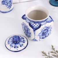 Банка для сыпучих "Цветы", малая, гжель