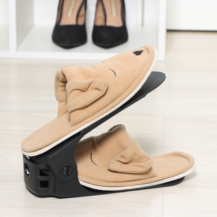 Подставка для хранения обуви регулируемая, 26&times;10&times;6 см, цвет чёрный