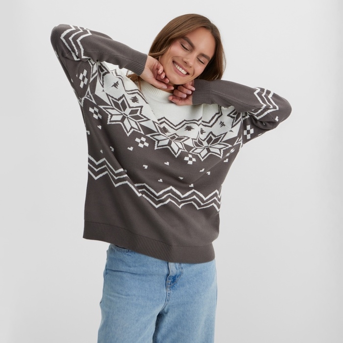 Новый год. Джемпер вязаный KAFTAN Scandinavia размер 54, серый