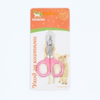 Ножницы-когтерезы изогнутые с прорезиненными ручками, отверстие 6 мм, розовые Ножницы-когтерезы изогнутые с прорезиненными ручками, отверстие 6 мм, розовые