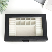 Шкатулка кожзам для украшений "Хэмптонс" чёрная 5,5х27х18 см Шкатулка кожзам для украшений "Хэмптонс" чёрная 5,5х27х18 см