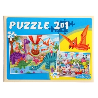 Макси-пазлы 2 в 1 &laquo;Единороги + динозавры №4&raquo;, 24 и 24 элементов