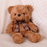 Мягкая игрушка &laquo;Медвежонок&raquo; с клетчатым бантиком, 30 см, цвет коричневый
