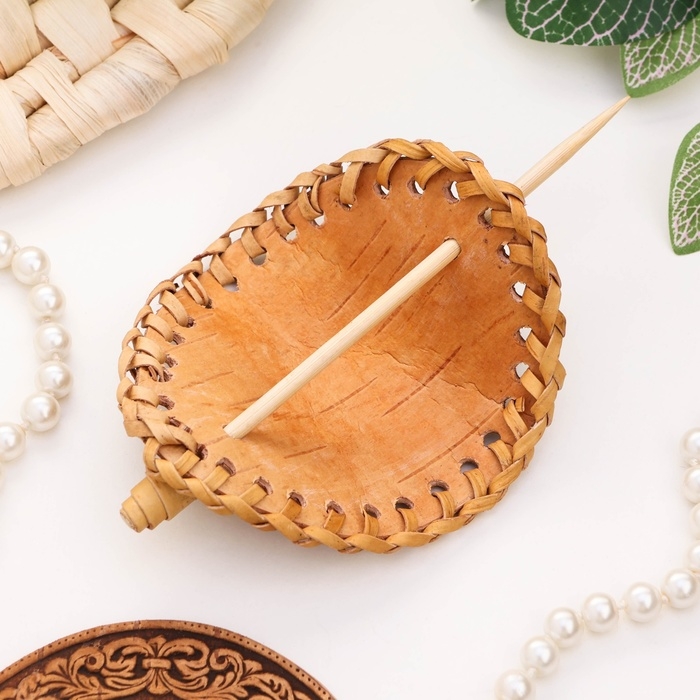 Заколка &laquo;Розы&raquo;, береста