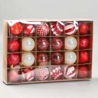 Набор шаров пластик d-6 см, 24 шт "Мелодия" ассорти люкс, бело-красный