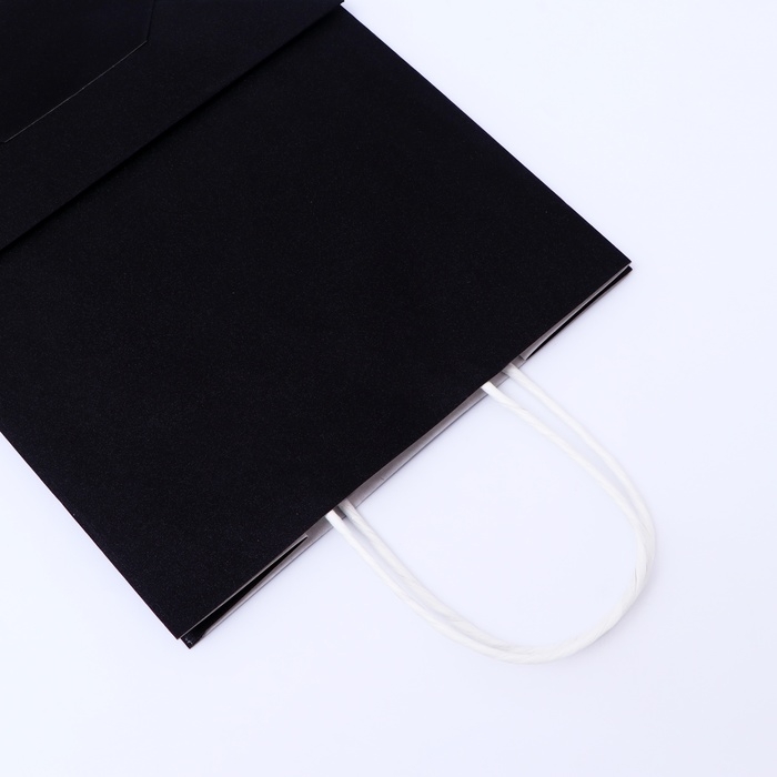 Пакет подарочный бумажный с глиттером чёрный, 21 х 11 х 27 см