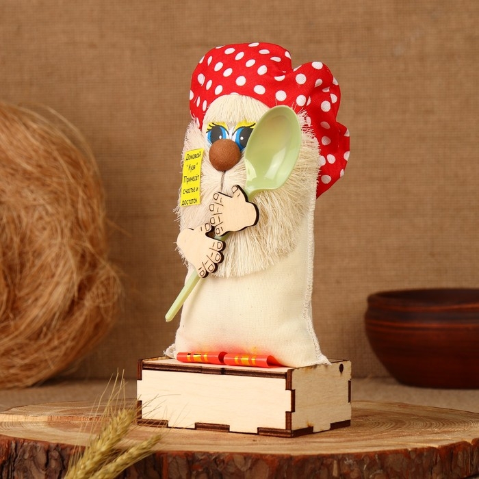 Оберег - шкатулка &laquo;Домовой с ложкой&raquo;, 25 см, микс