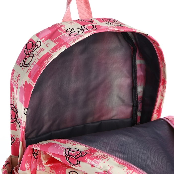 Рюкзак школьный из текстиля на молнии, 3 кармана, цвет розовый Рюкзак школьный из текстиля на молнии, 3 кармана, цвет розовый