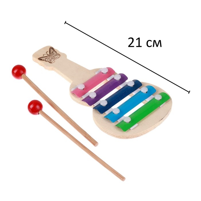 Металлофон «Гитара» 21×10,5 × 1,5 см, 2 палочки, МИКС Металлофон «Гитара» 21×10,5 × 1,5 см, 2 палочки, МИКС