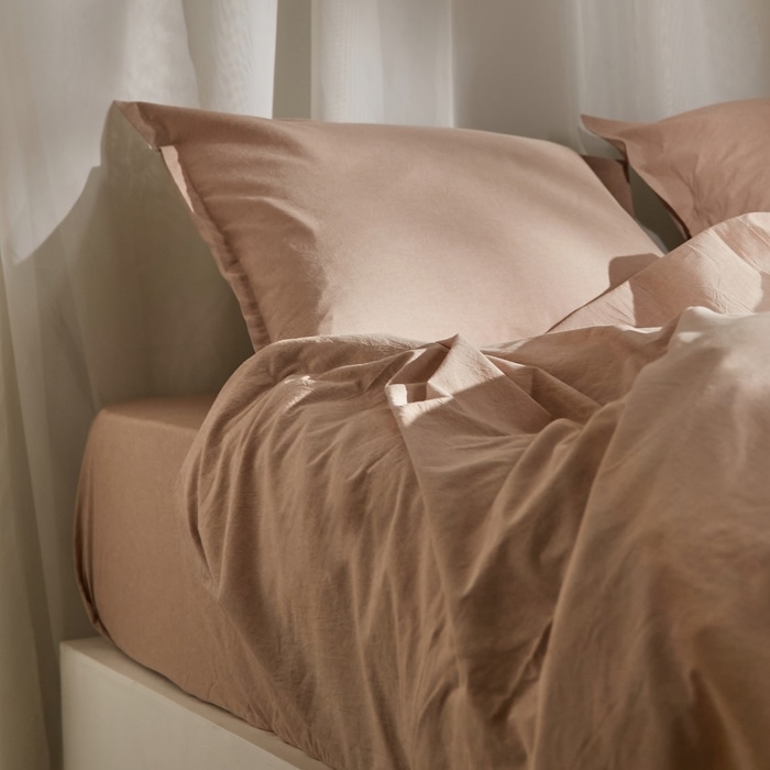 Простыня на резинке SL Home Простыня на резинке SL Home "Деним" 200*200+30 см, цв.бежевый, 100% жатый хлопок