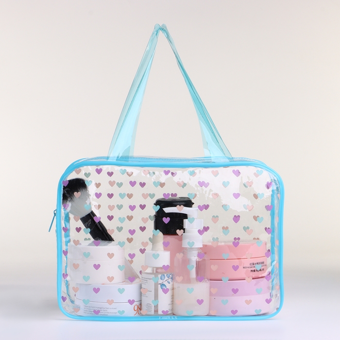 Косметичка на молнии, цвет голубой