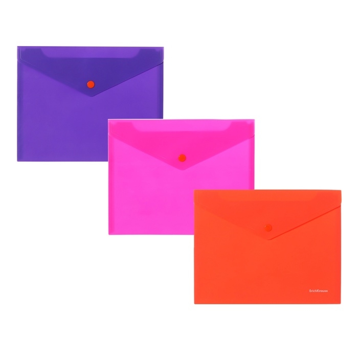 Папка-конверт на кнопке А5+, 180 мкм, ErichKrause Папка-конверт на кнопке А5+, 180 мкм, ErichKrause "Soft Caribbean Sunset", тиснение "Soft Touch", непрозрачная, микс