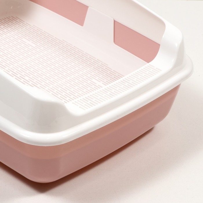 Лоток для кошек совок+ сетка 50,5 х 39 х 23 см, розовый Лоток для кошек совок+ сетка 50,5 х 39 х 23 см, розовый