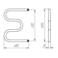 Полотенцесушитель водяной ТЕРА, М-образный, 500х400 мм, D=32 мм, наружная резьба 1" Полотенцесушитель водяной ТЕРА, М-образный, 500х400 мм, D=32 мм, наружная резьба 1"