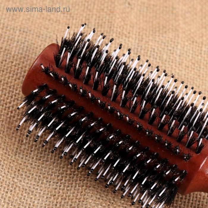 Брашинг, натуральная щетина, d = 7 см, цвет &laquo;тёмное дерево&raquo;