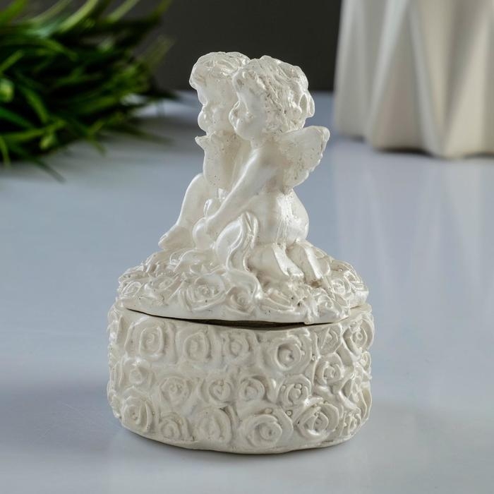 Шкатулка для мелочей Шкатулка для мелочей "Ангел" перламутровая, 9см