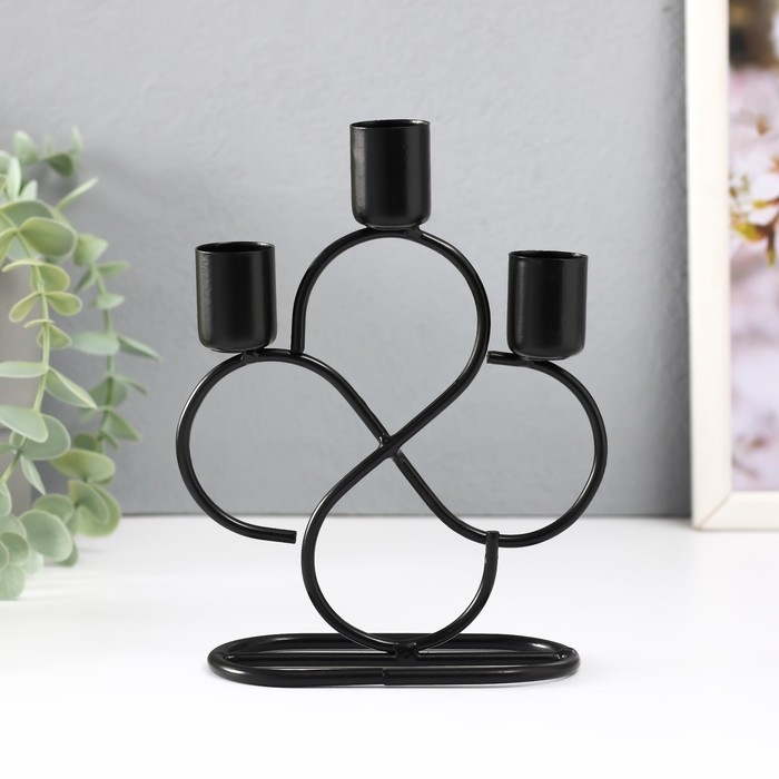 Подсвечник металл на 3 свечи Подсвечник металл на 3 свечи "Завитки" d=2 см чёрный 14х6х16,5 см